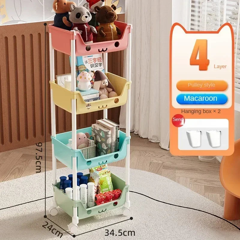 Storage Trolley Bookshelf Snack Rack For Children Storage Organizer Bathroom Accessories Closet Organizer Toy Kitchen Storage