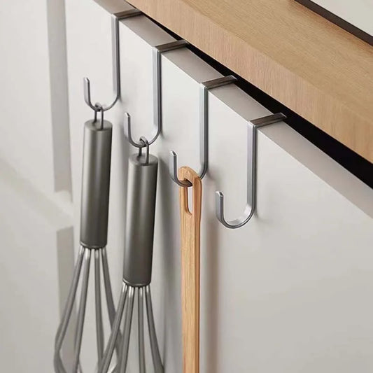 S-shaped Door Rear Hanger Hook Stainless Steel Non-punching Cabinet Door Hooks Clothing Coat Home Storage Wall Hooks Garden