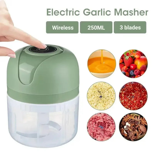 Electric Meat Grinder 250ML USB Charging Multifunctional Garlic Press Vegetable Chopper for Meat Mincing Making Nut Crushing