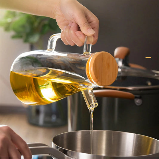 650/900ml Oil Pouring Pot Kitchen Durable Leak-proof Soy Sauce Heat-resistant High-borosilicate Glass Seasoning Bottle