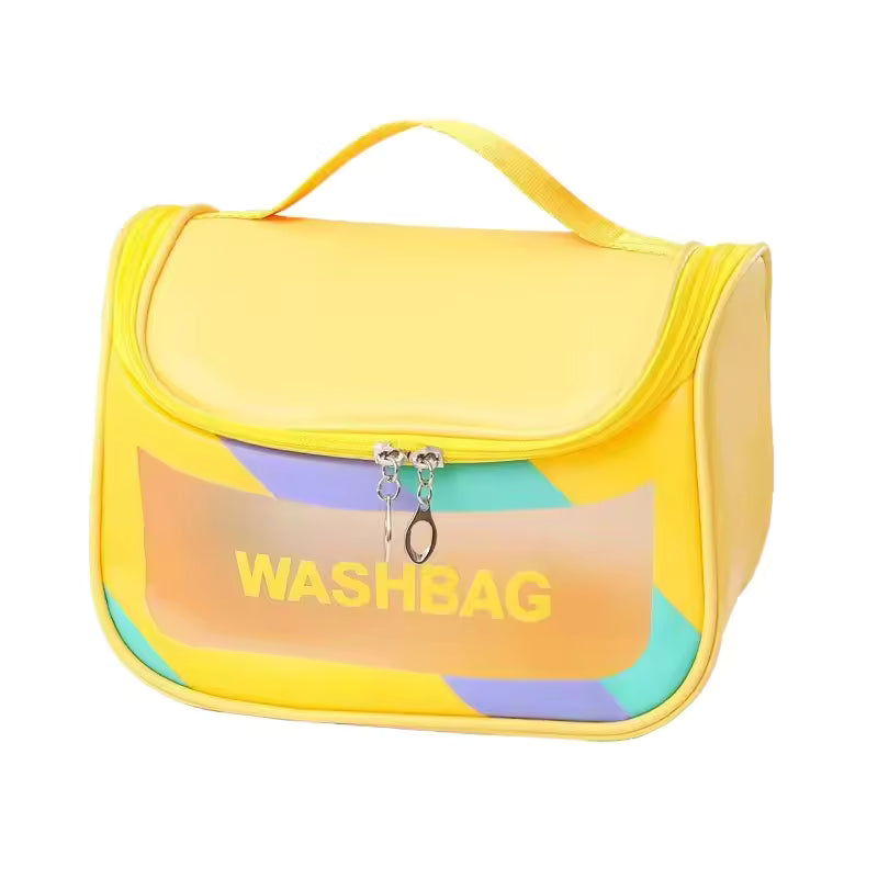 New Ins High Aesthetic Travel Swimming Portable Large Capacity Waterproof PU Transparent Makeup Wash Bag Convenient Handheld