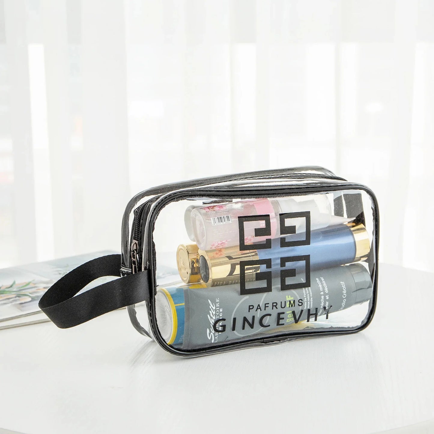 Large Capacity Thickened PVC Cosmetic Bag Transparent Waterproof Handheld Makeup Bag Multi-Functional Storage Pouch with Zipper