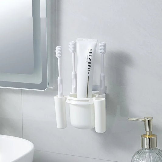 Wall mounted bathroom toothbrush holder Free punching toilet drain toothpaste storage rack dental appliance sorting rack