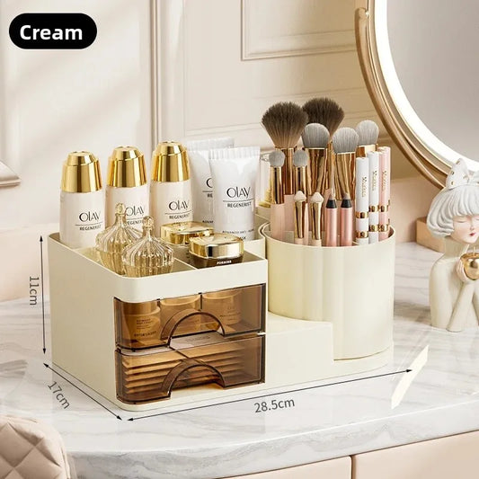 Multi-Functional Cosmetic Brush Storage Box Vanity Desk Organizer Luxury Storage Tube Plastic Material Jewelry Accessory Display