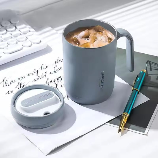 500ml Grey Creative PP Liner Portable Office Large Capacity Covered Milk Coffee Cup Gift For Travel Domestic Coffee Tool