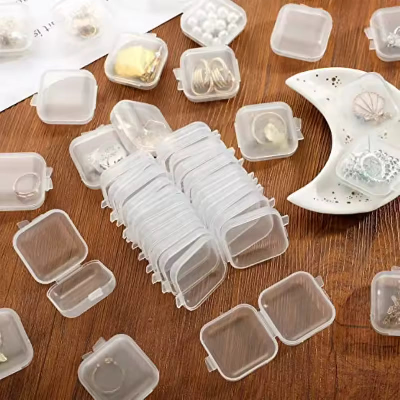 Mini Storage Box, Transparent Square Plastic Box, Earrings, Necklaces, Jewelry Packaging, Storage Organizer