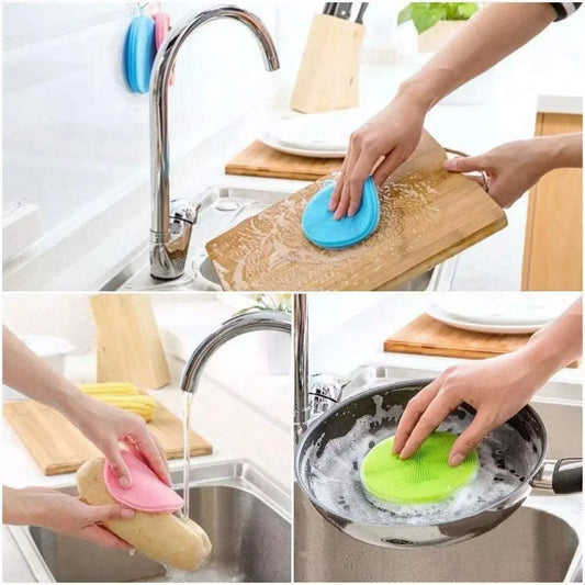 1 PCS Kitchen Cleaning Brush Washing Cleaning Brushes Silicone Dish Sponges For Dishes Washing Dish Scrubber Cleaning Dishwasher