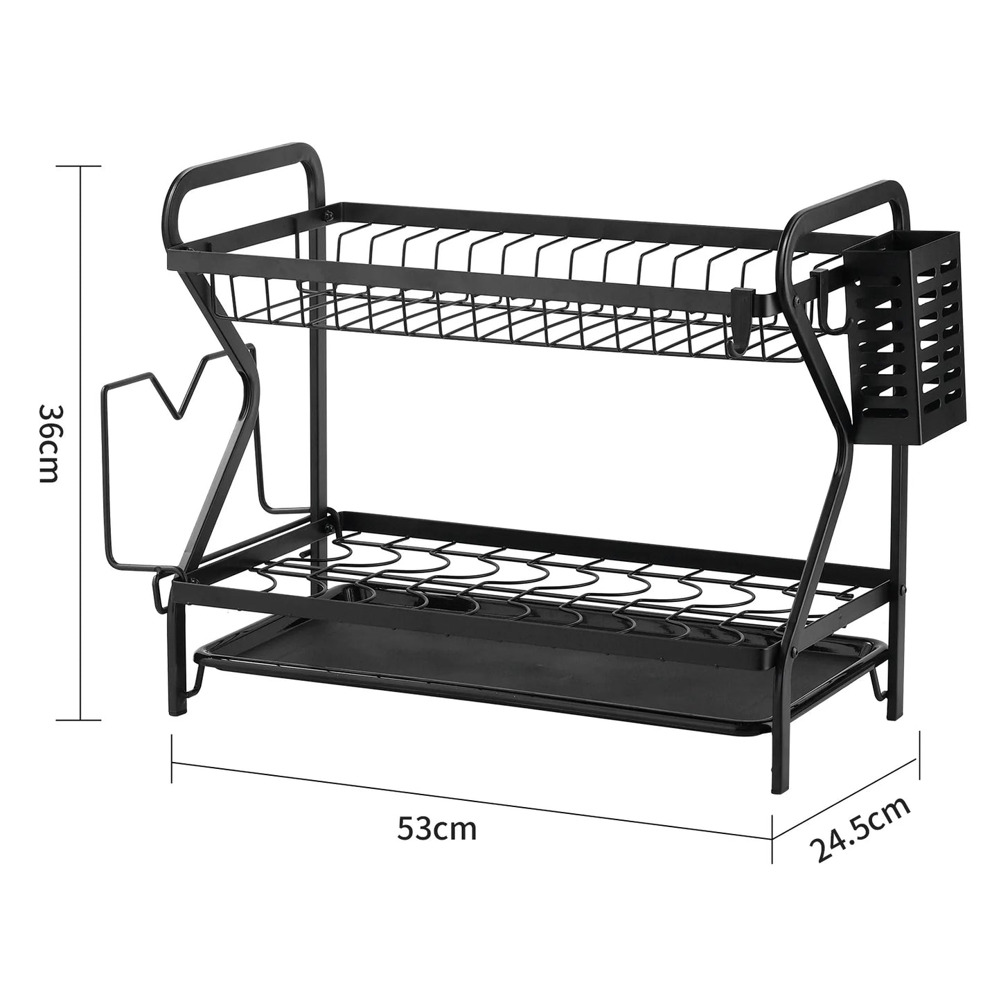 2-3Tier with Drainboard Dish Rack Large Capacity Household Tray Box Saving Space for Small Kitchen Countertop