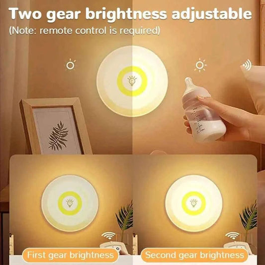 Pack of 3 Wireless LED Night Lights with Remote, 3W Ultra-Bright COB Under-Cabinet Lighting, Adjustable Brightness for Wardrobe, Closet, Cupboard, and Doorway.
