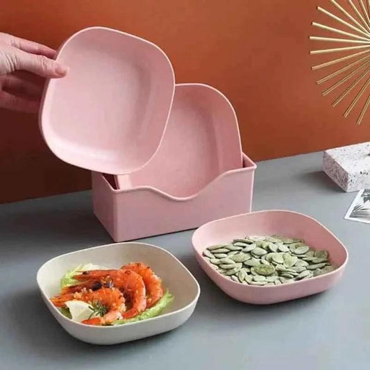 10Pcs Multi-function Spit Bone Dish Household Food Grade Plastic Spit Bone Dish Round Square Set Dining Table Garbage Plate.