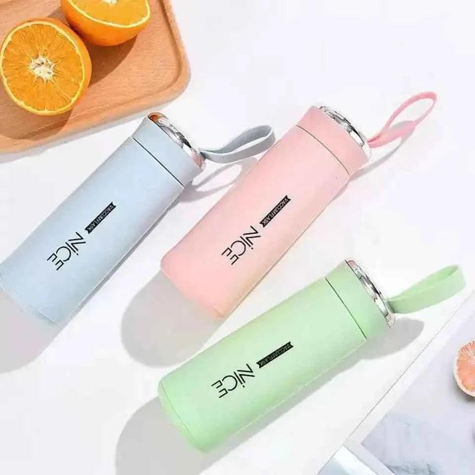 Premium Glass Water Bottle 400ML, Sports & Gym Hydration Bottle, Double-Walled Glass Cup, Portable Kids Beverage Container, Travel-Friendly Insulated Mug, Shatter-Resistant Bottle with Protective Sleeve