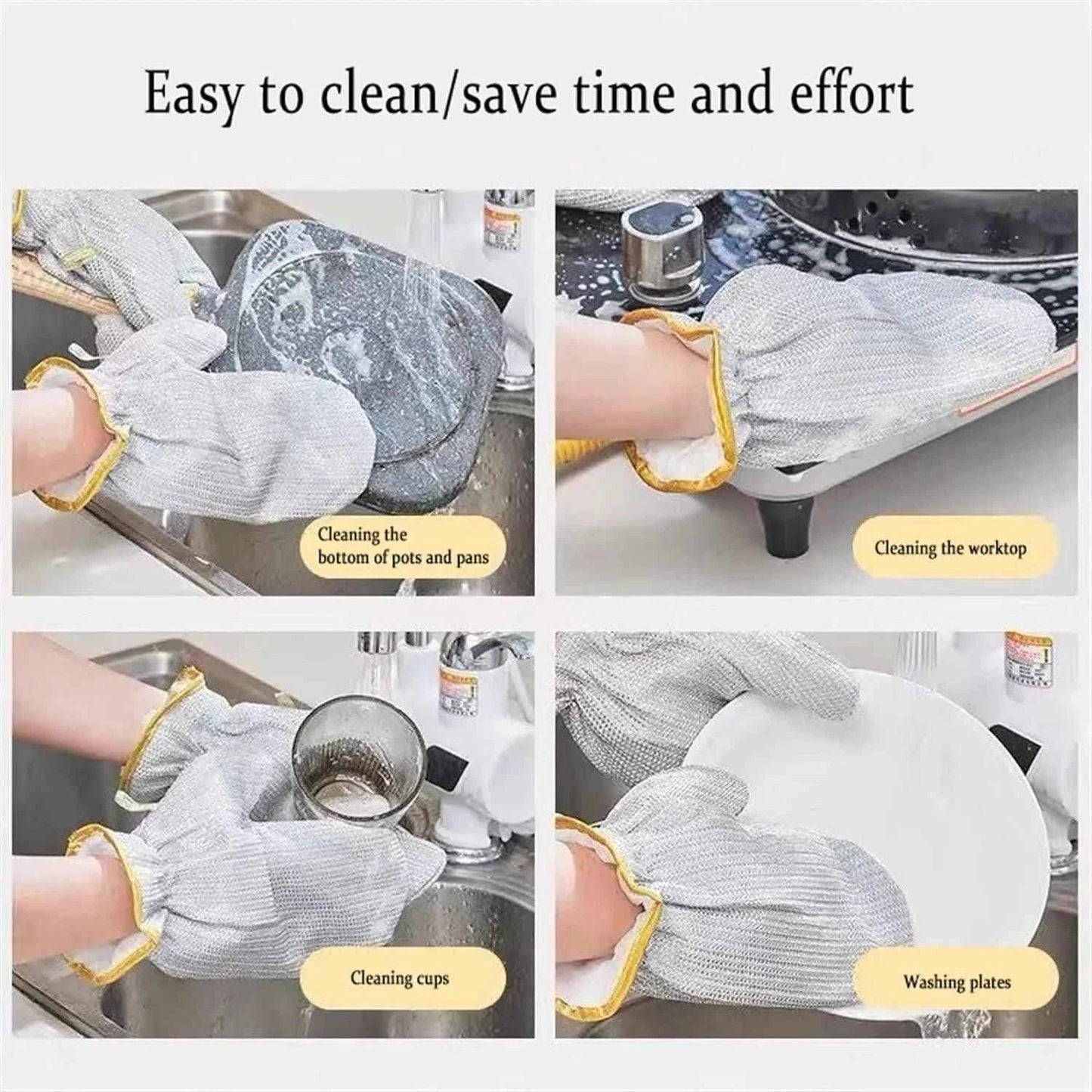 Kitchen Steel Wire Dishwashing Gloves pair.