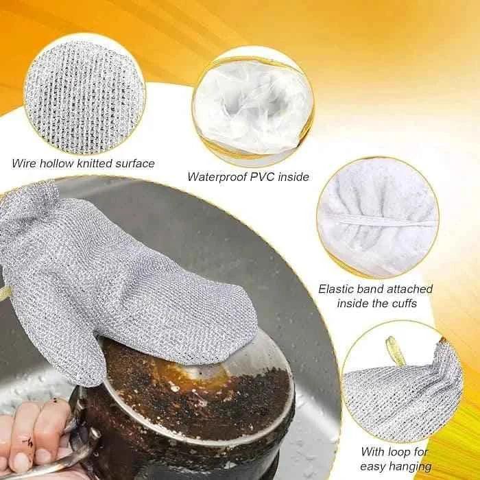 Kitchen Steel Wire Dishwashing Gloves pair.