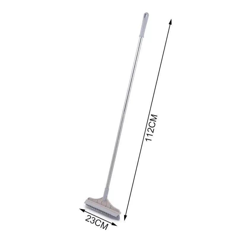 2 in 1 Floor Scrub Brush with Long Handle - Removable Squeegee Tool for Tile and Kitchen Cleaning - Clarify.pk