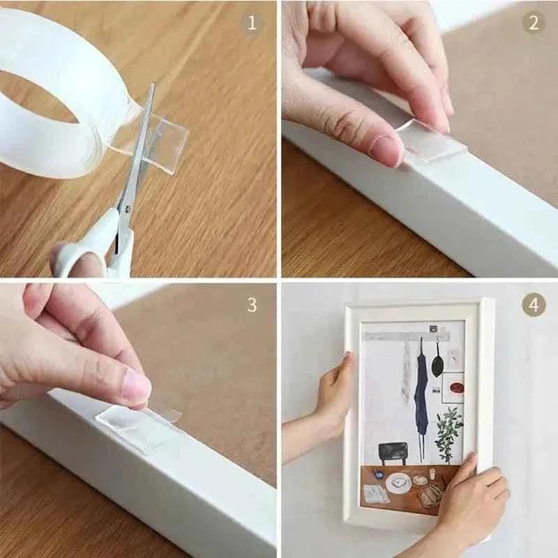 Nano Double Tape, Transparent Nano Tape, Powerful Wall Stickers For Bathroom Kitchen Gadgets Home, Washable Self adhesive Transparent Tape, Universal Hook Tape amazing