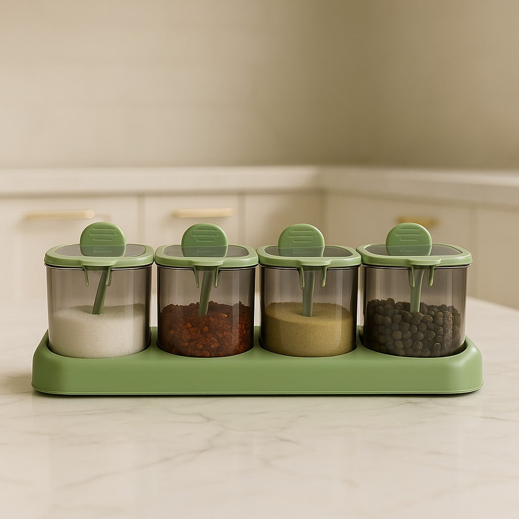 4-in-1 Seasoning Spice Jar Set – Multi-Compartment Kitchen Organizer