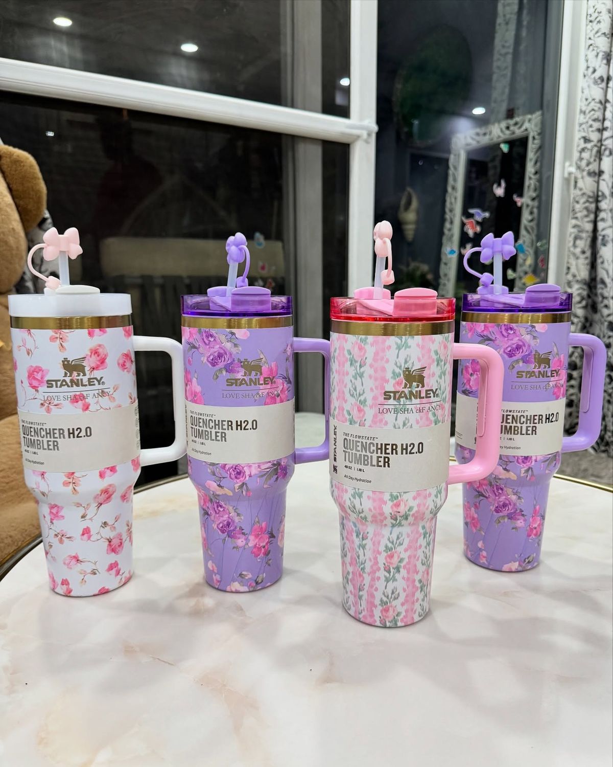 Stainless Steel Flower Tumbler - Floral Design, Durable & Stylish (1.18L)