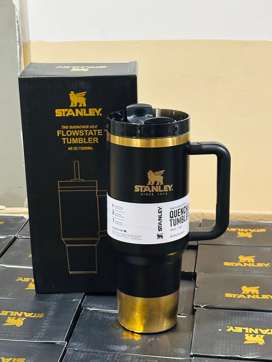 Stanley 40oz FlowState Tumbler – Black & Gold Edition (Premium Quality)