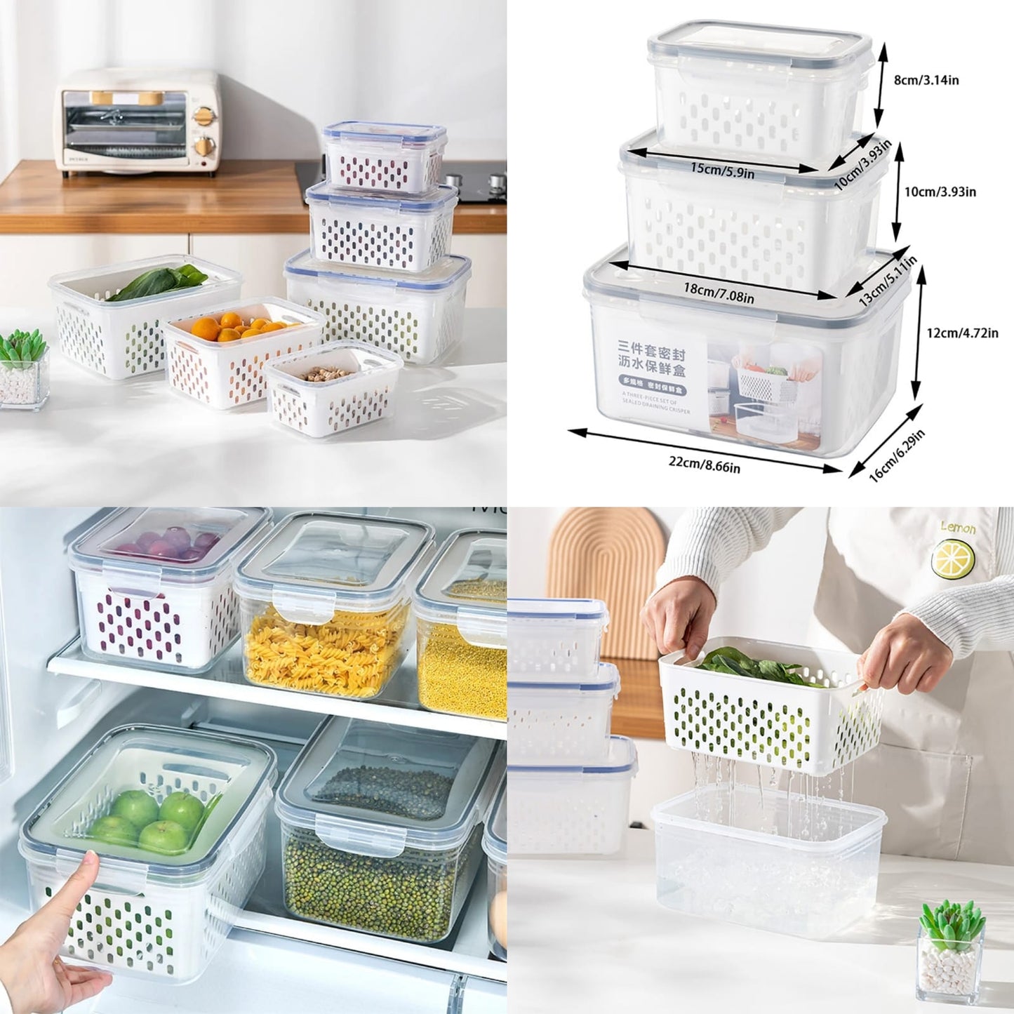 3-Piece Kitchen Storage Box Set – Moisture Proof & Microwave Safe