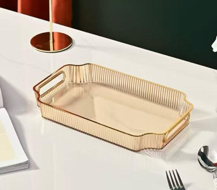 Premium Golden Acrylic Tray – Rectangular