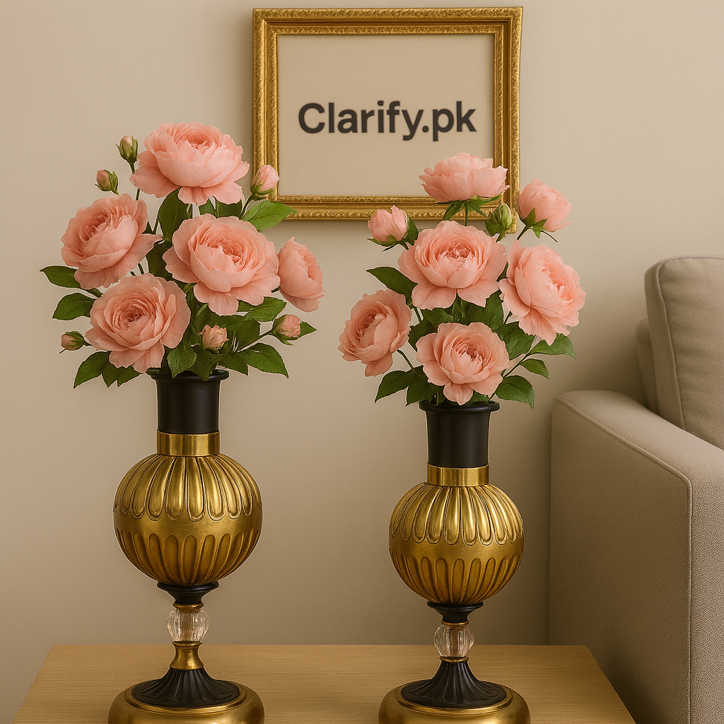 2-Piece Metal Vase Set – Elegant Home Décor (Without Flowers)