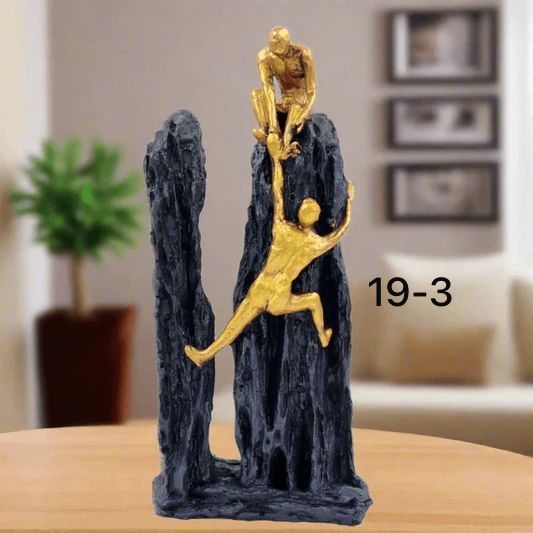 Golden Climbing Men Statue – Modern Abstract Fiber Wall Showpiece