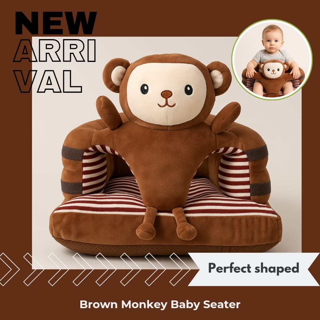 Premium 360° Support Baby Sofa Seat – Brown Monkey
