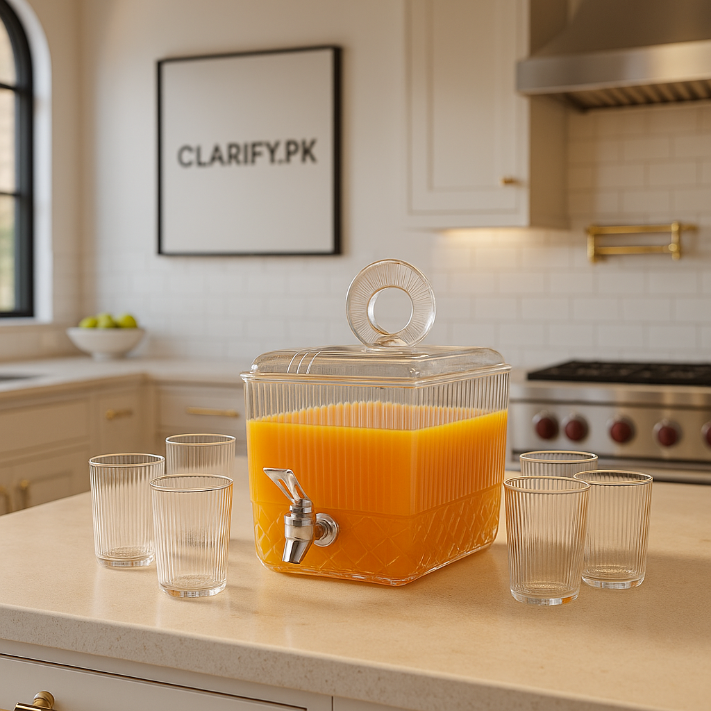 Acrylic Cooler with 4 Glass Set – Premium Drinkware for Home & Parties