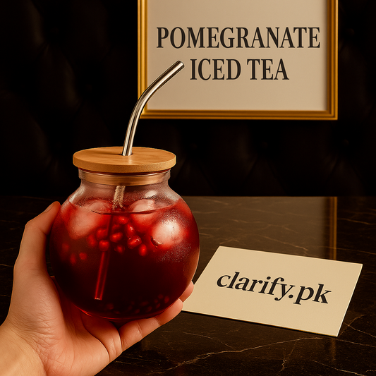 Pomegranate Ice Tea with Straw – Refreshing Drink