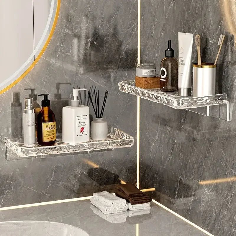Acrylic Wave Pattern Bathroom Organizer – Wall - Mounted Storage Rack - Clarify.pk