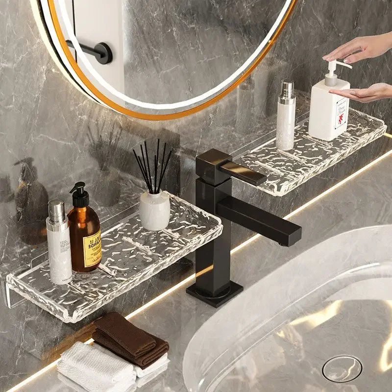 Acrylic Wave Pattern Bathroom Organizer – Wall - Mounted Storage Rack - Clarify.pk