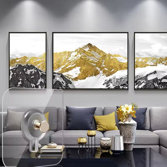 Clarify.pk adhesive wall hooks for home mounted on glass in modern living room with gray sofa and gold mountain artwork