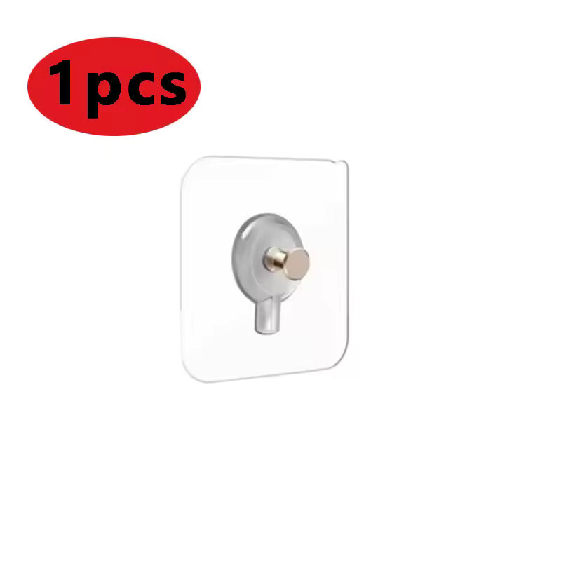 Clarify.pk clear adhesive wall hooks for home with strong transparent base and metal hook, 1 piece