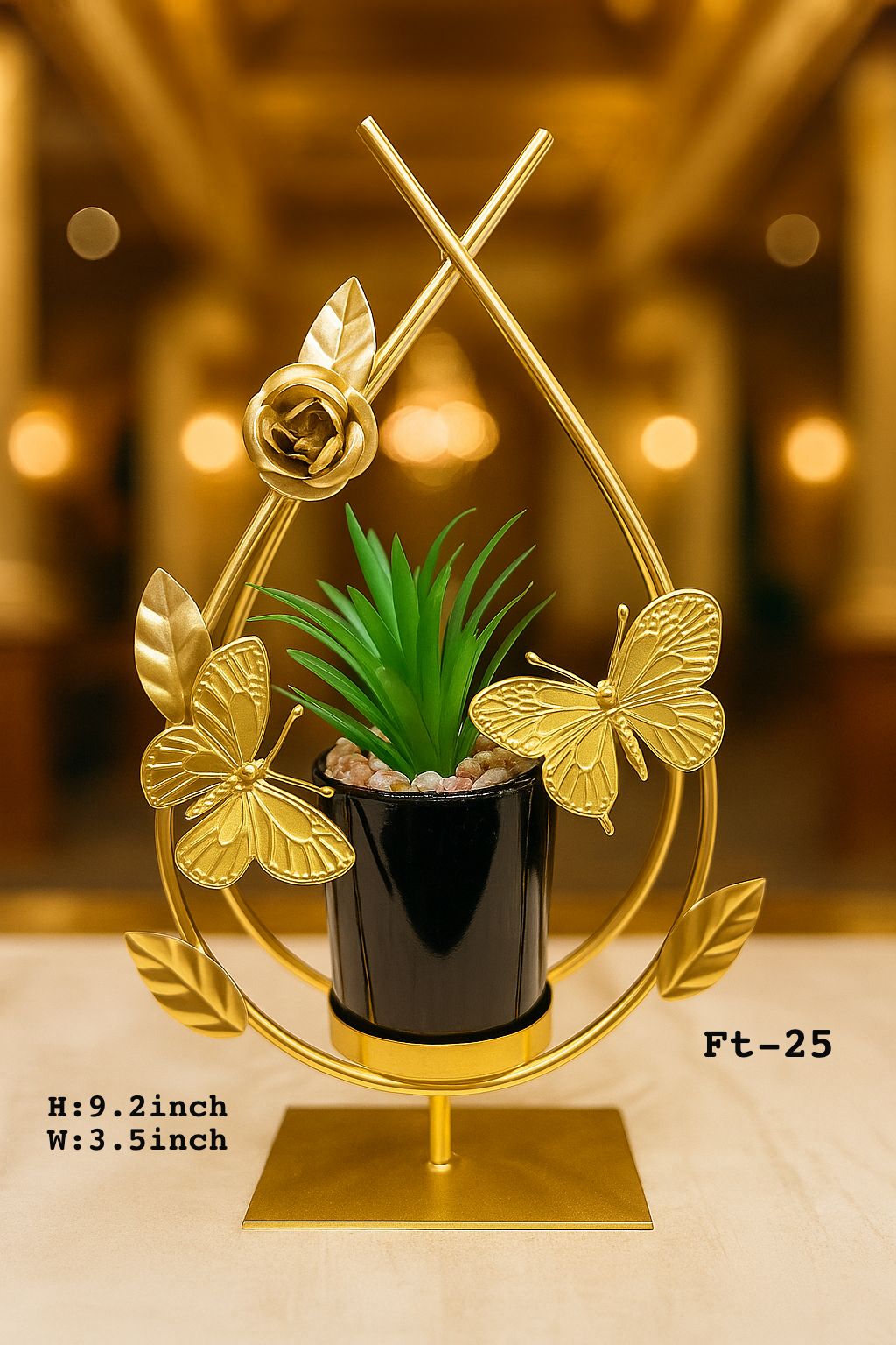 Golden Butterfly Metal Plant Pot - Luxury Home Decoration