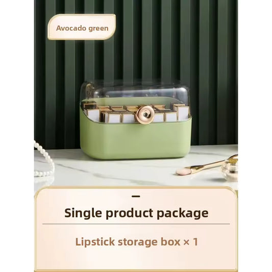 Avocado green anti-dust makeup organizer lipstick storage box by Clarify.pk