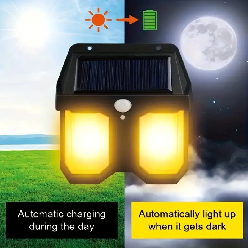 Clarify.pk double head solar wall lamp with automatic charging and dusk to dawn lighting