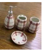 4Pcs Luxury Bath Set – Red & White Bathroom Accessories