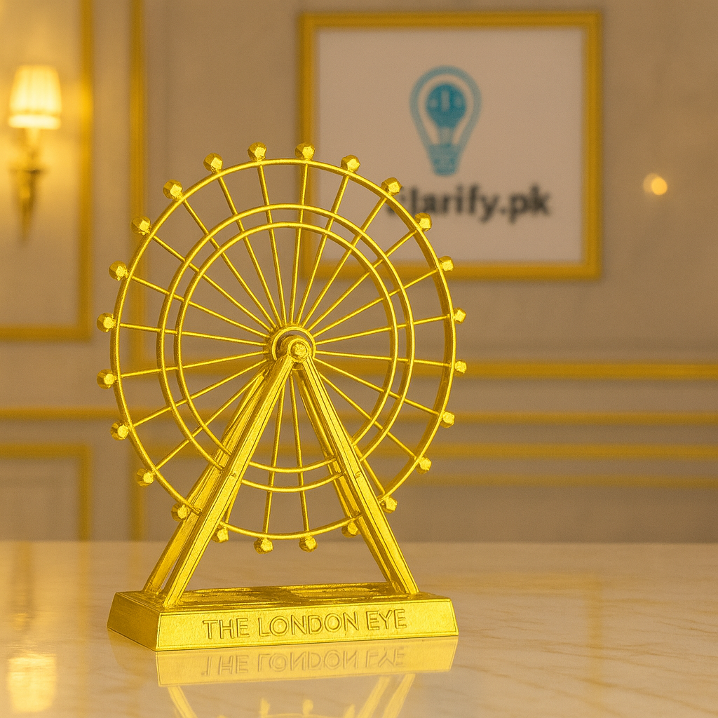Metal Golden London Eye Showpiece – Elegant Décor
