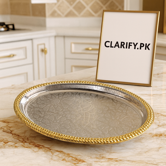 Golden Stainless Steel Oval Tray – Luxury Serving Platter