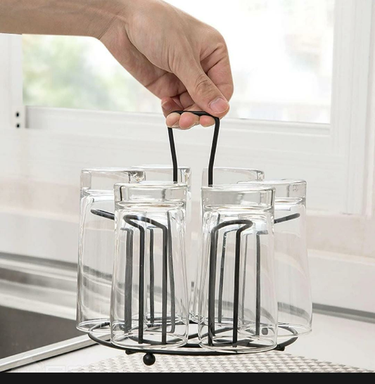Metal 6 Pcs Glass Stand – Durable Kitchen Cup Holder Rack