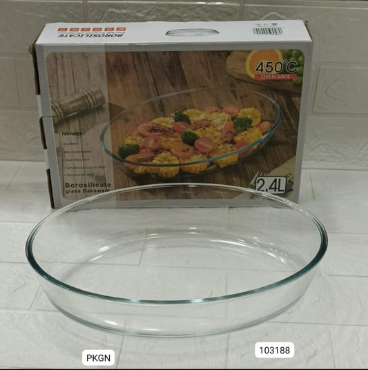 Circular Toughened Glass Baking Dish – Oven Safe up to 450°C