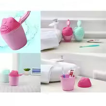 Clarify.pk baby shampoo cup for bath with ergonomic design in pink and mint green colors