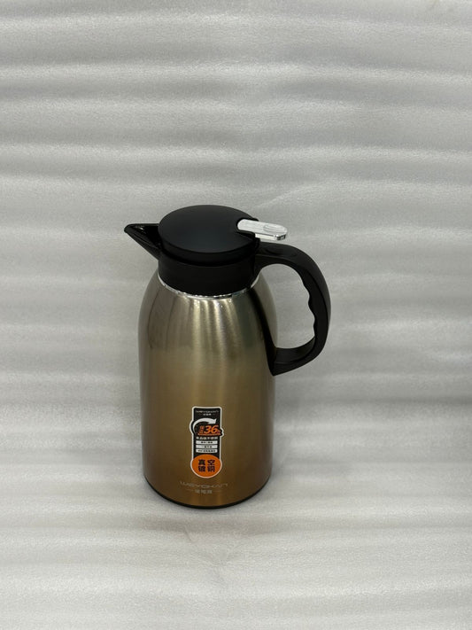 2.2L Stainless Steel Thermal Flask – Grey Brown Hot & Cold Bottle