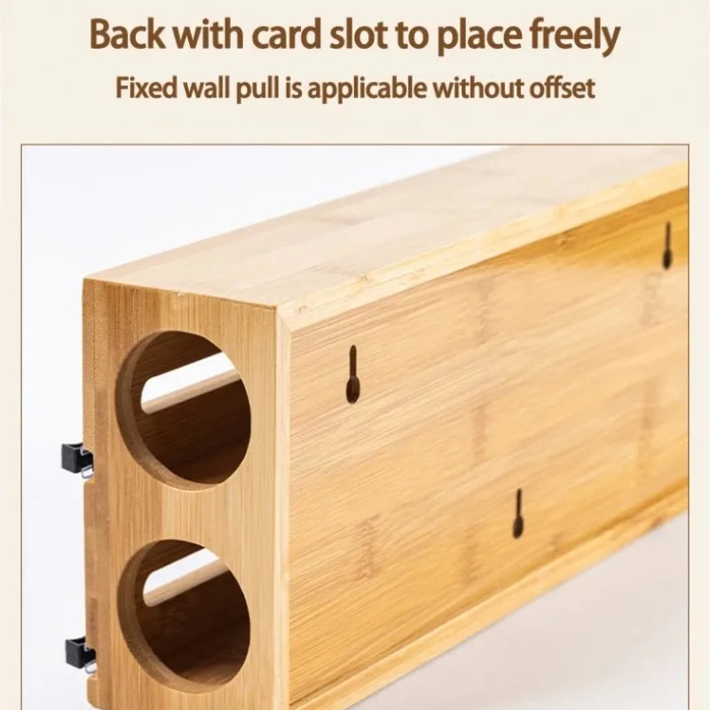 Clarify.pk bamboo wrap dispenser with cutter kitchen wrap organizer with wall card slot mount