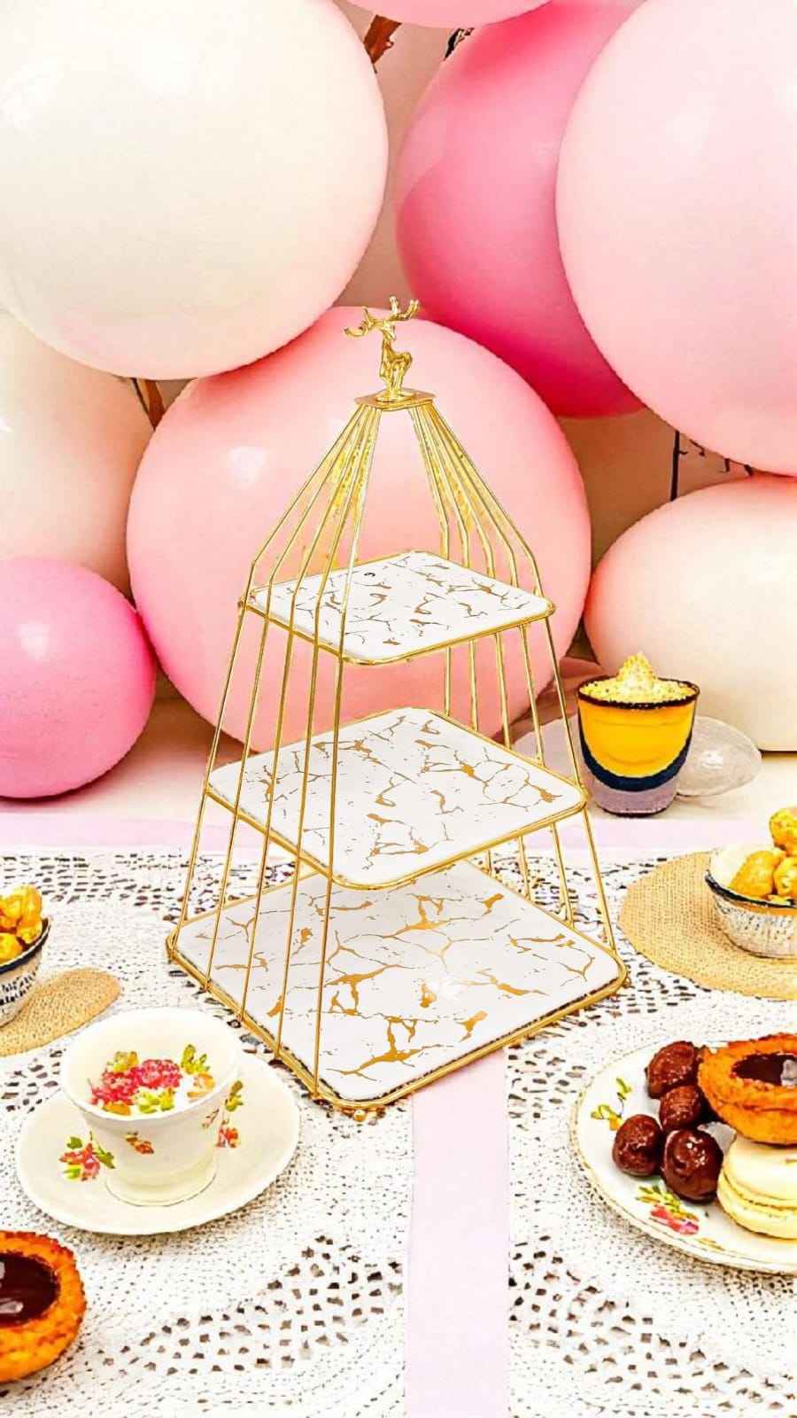 Triangular 3-Tier Ceramic Dessert Stand – Cake Holder