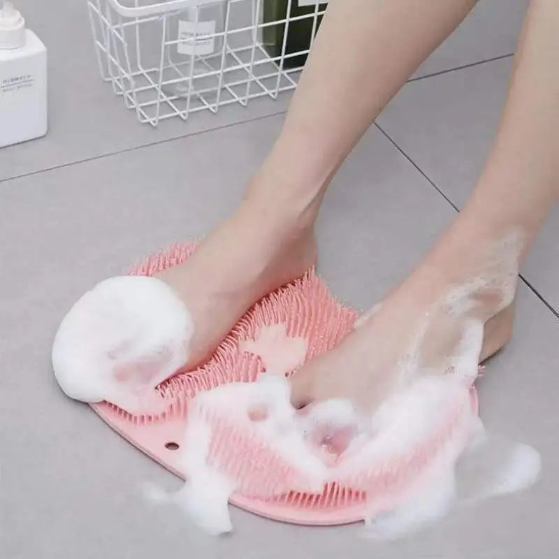 Clarify.pk silicone foot scrubber pad in pink with foam used for gentle foot exfoliation and cleaning