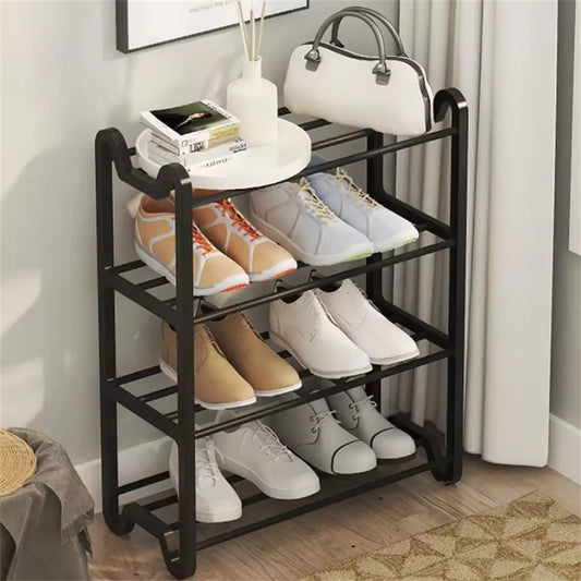 Clarify.pk 4 layer shoe rack black metal shoe hanger with storage space for shoes and bags