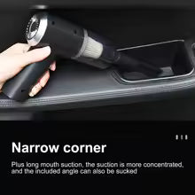 Clarify.pk mini cordless car vacuum cleaner in black focusing on narrow corner suction