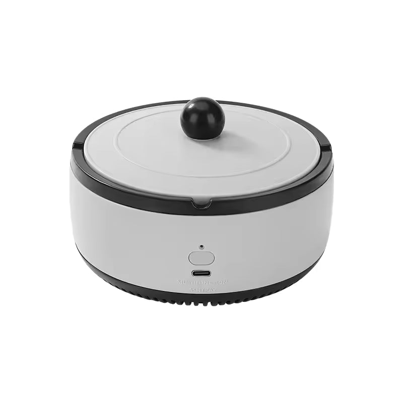 Clarify pk smart air purifier ashtray in white and black with compact round design and control button