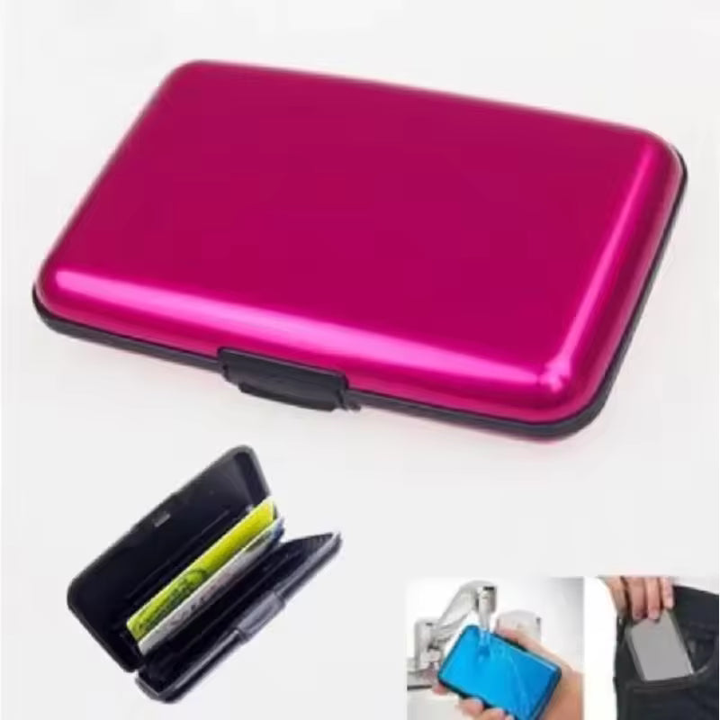 Clarify.pk aluminium wallet for cards in pink with compact card storage and water-resistant design